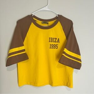 Zara Yellow and Brown Cropped top